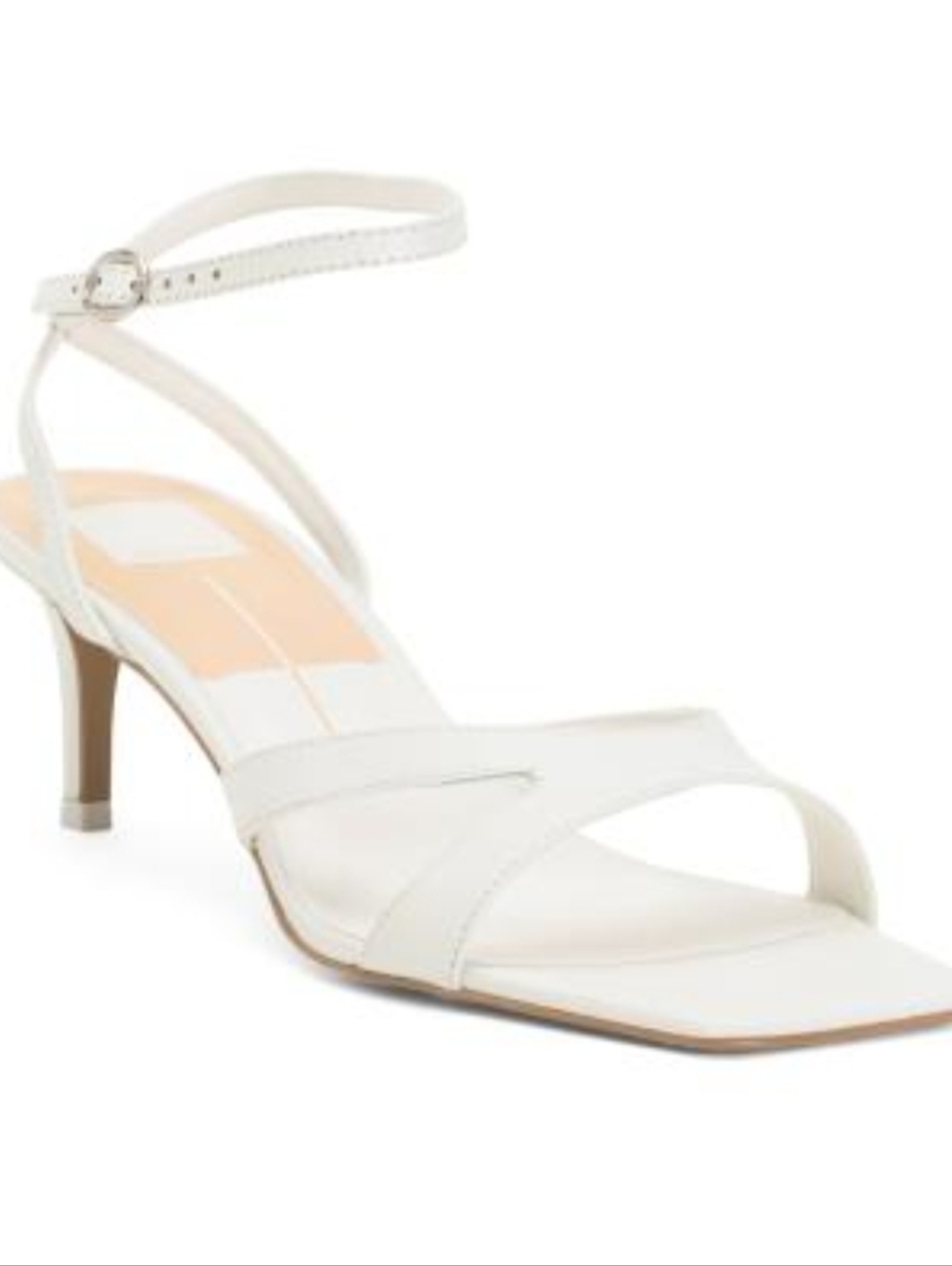 🤍🔹️Dolce Vita 🔹️True White Leather Ankle-Strap Mid Kitten Becki Heel Sandal - Picture 4 of 8